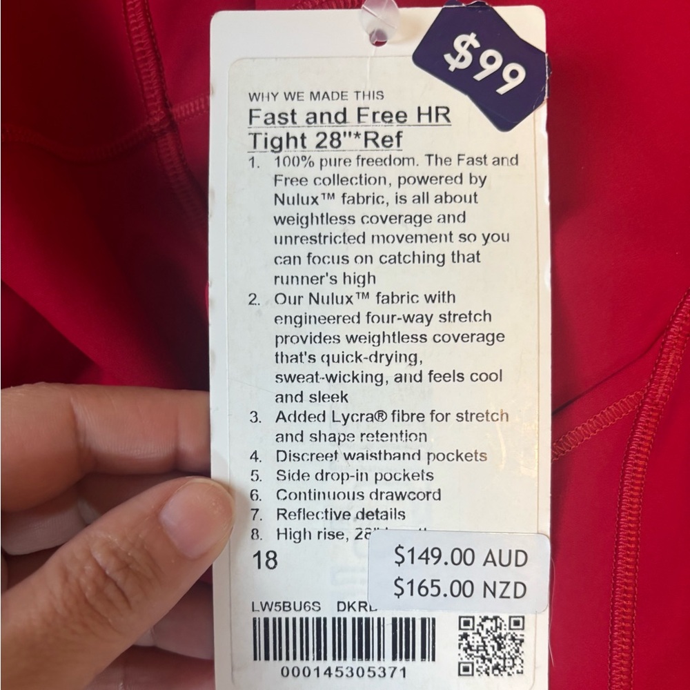 Lululemon Fast & Free HR Tight 28” *Ref - Dark Red - Size 18 - Picture 4 of 6